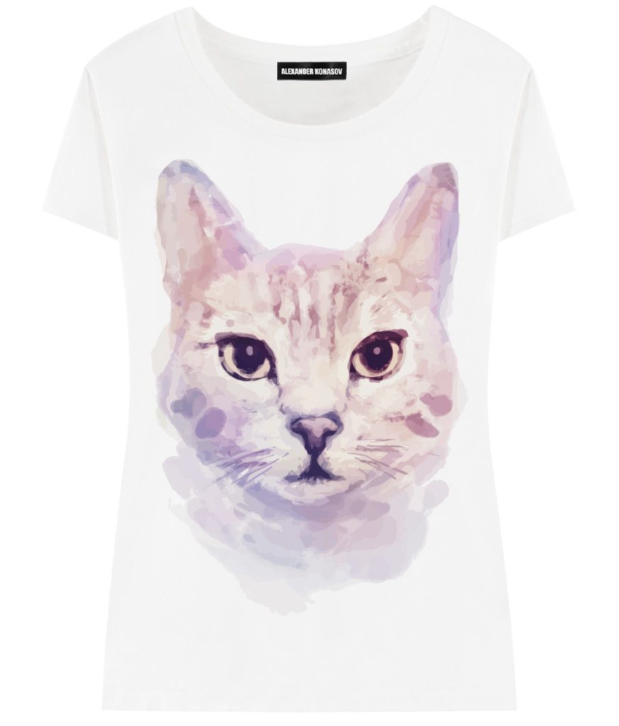 Женская футболка Watercolor cat | Фото №1